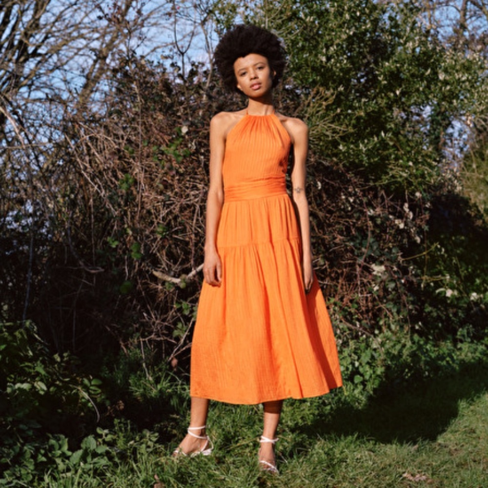 Rejina Pyo x & Other Stories Mulberry Silk Halter Midi Dress